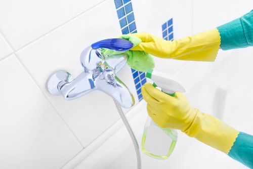 Team of cleaners systematically performing after builders cleaning tasks